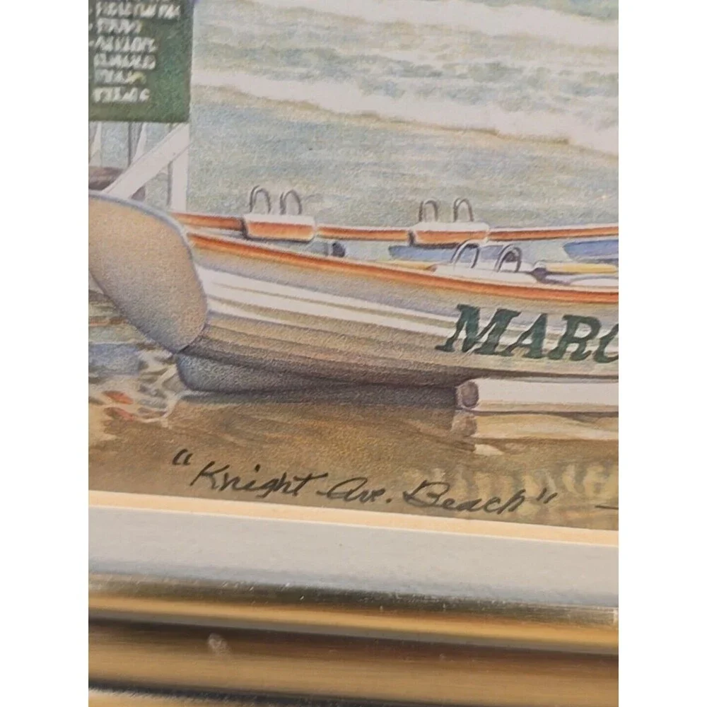Annabelle Banks Signed Painting Margate, NJ, Knight Ave. Beach Laser Repring